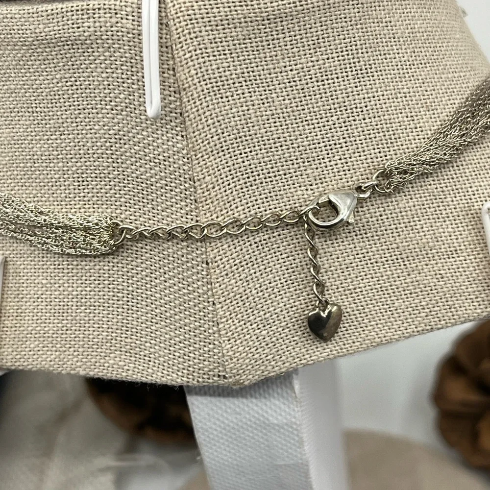Vintage Diamonique Multi-Strand Necklace with Heart Pendant 16-18